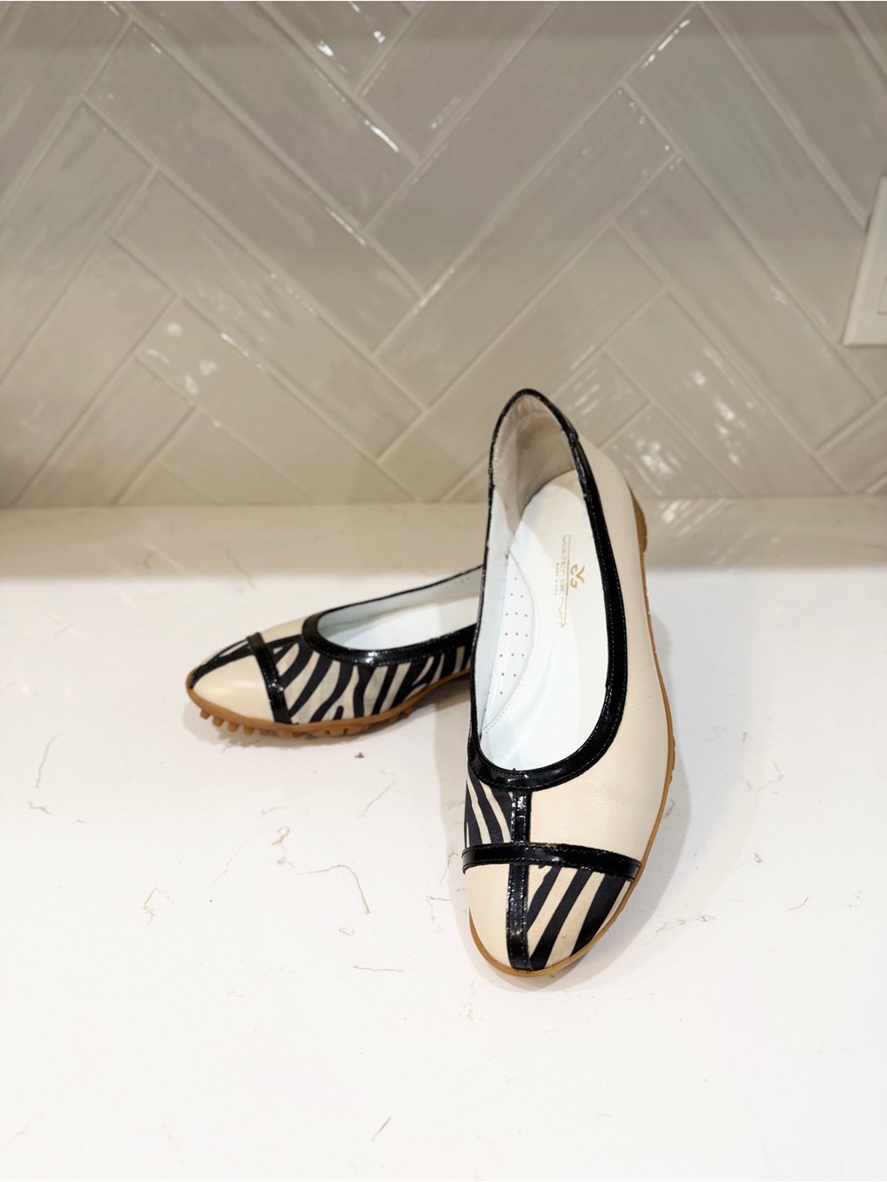 Walter Genuin Made in Italy Zebra Golf Ballet Flats EU 38